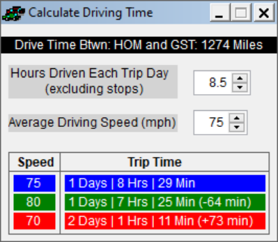 Latest Updates (Driving Time Calculator)